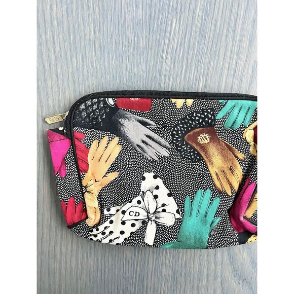 RARE Christian Dior Gloves‎ Print CD Logo Cosmetics Vanity Bag Vintage - Picture 3 of 6